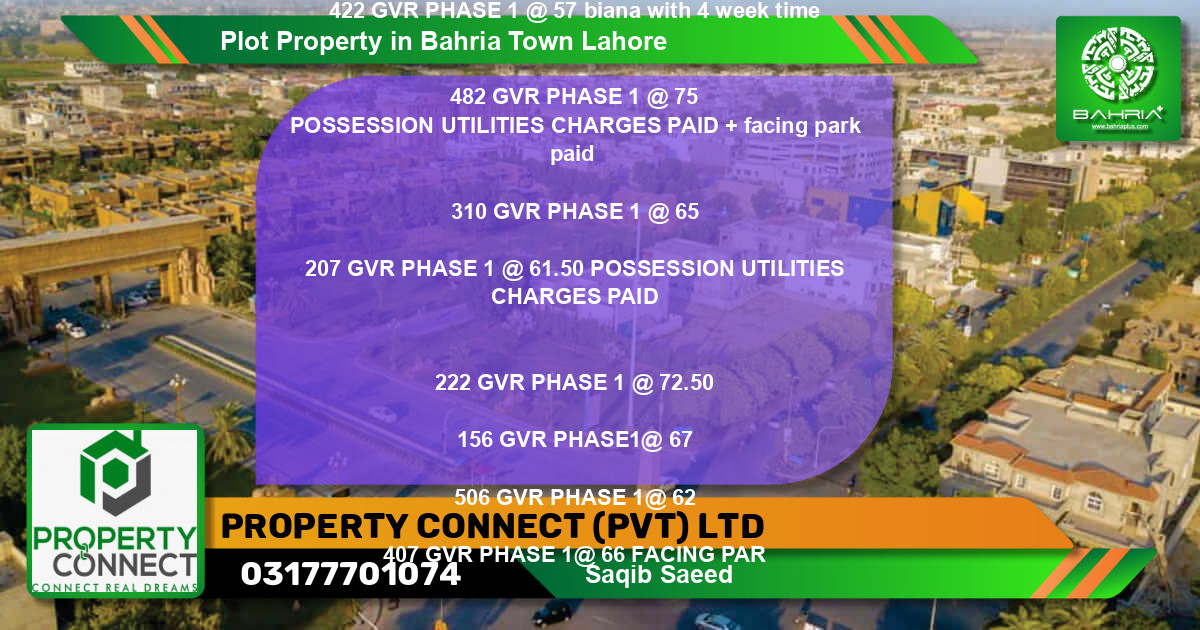 Residential Plot for Sale in Bahria Town, Lahore - (BP-40096)