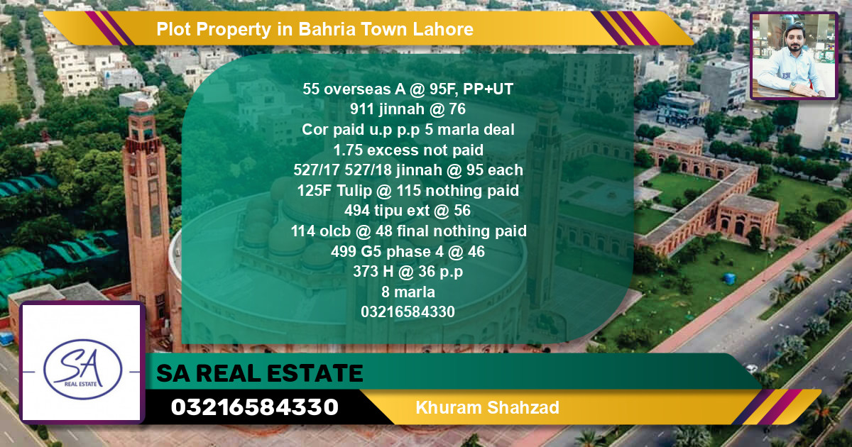 Residential Plot for Sale in Bahria Town, Lahore - (BP-40202)