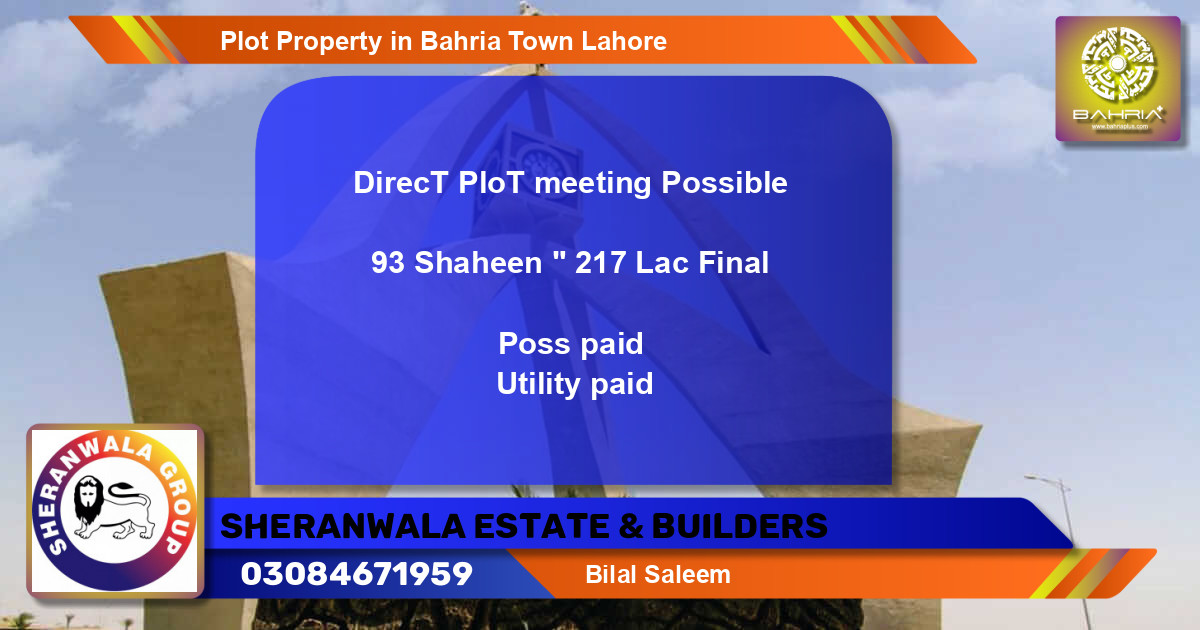 Residential Plot for Sale in Bahria Town, Lahore - (BP-40327)