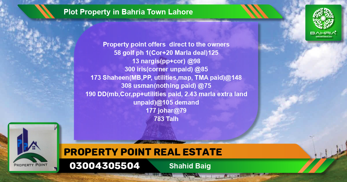 Residential Plot for Sale in Bahria Town, Lahore - (BP-40338)