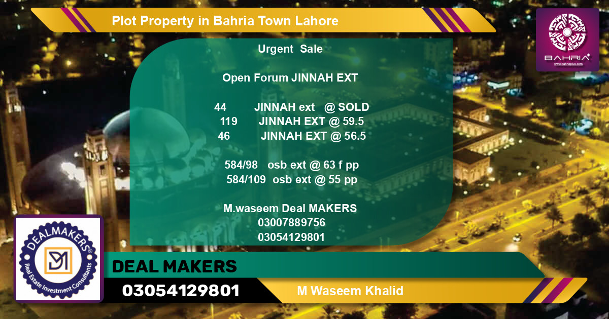 Residential Plot for Sale in Bahria Town, Lahore - (BP-40359)