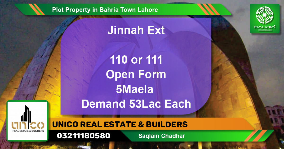 Residential Plot for Sale in Bahria Town, Lahore - (BP-40369)