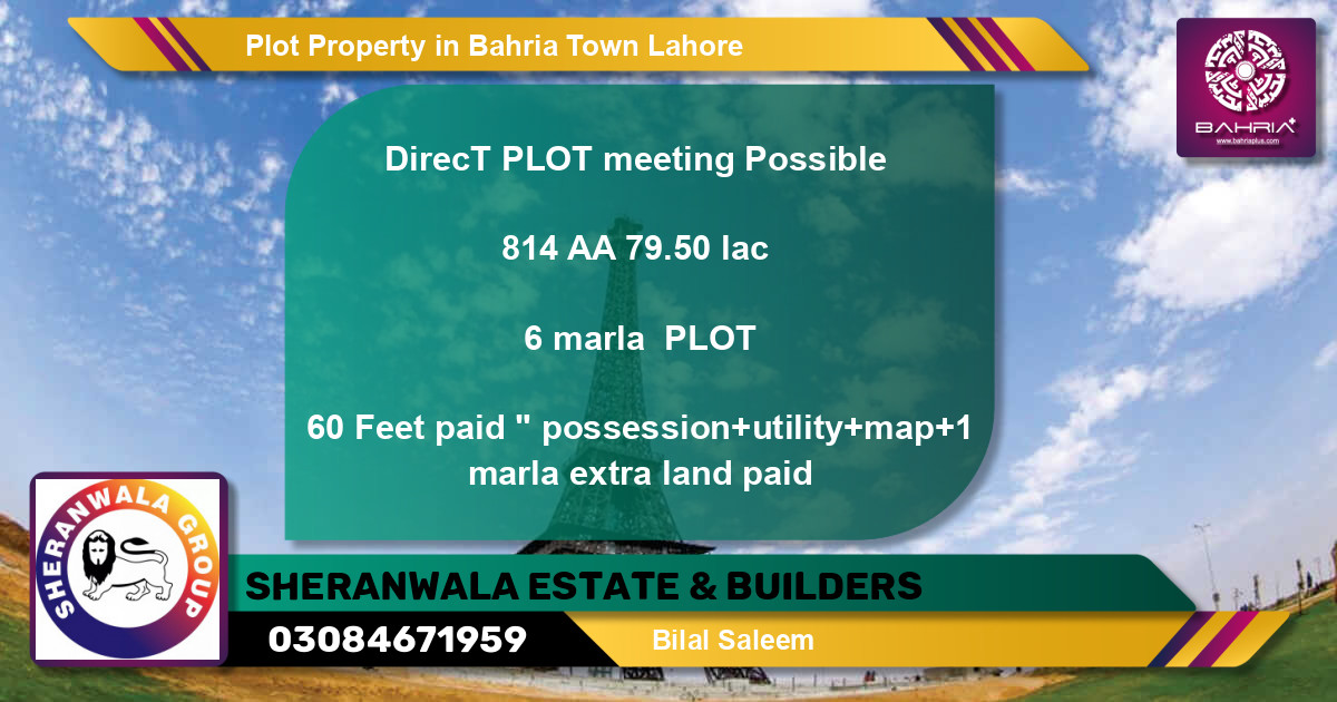 Residential Plot for Sale in Bahria Town, Lahore - (BP-40373)