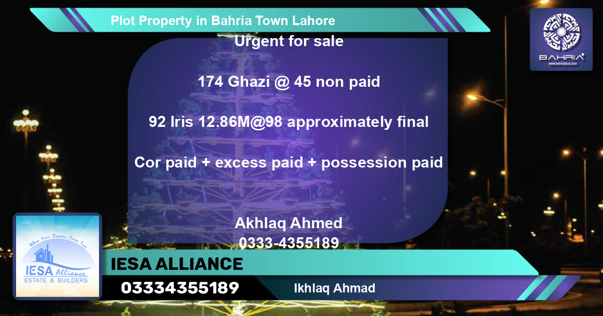 Residential Plot for Sale in Bahria Town, Lahore - (BP-40409)