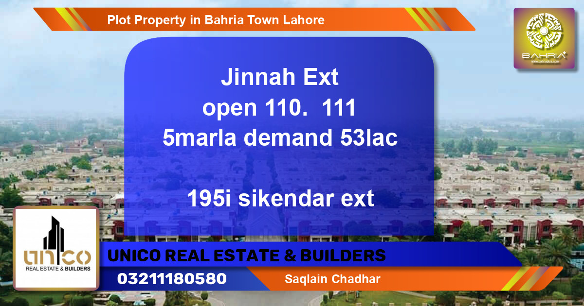Residential Plot for Sale in Bahria Town, Lahore - (BP-40417)