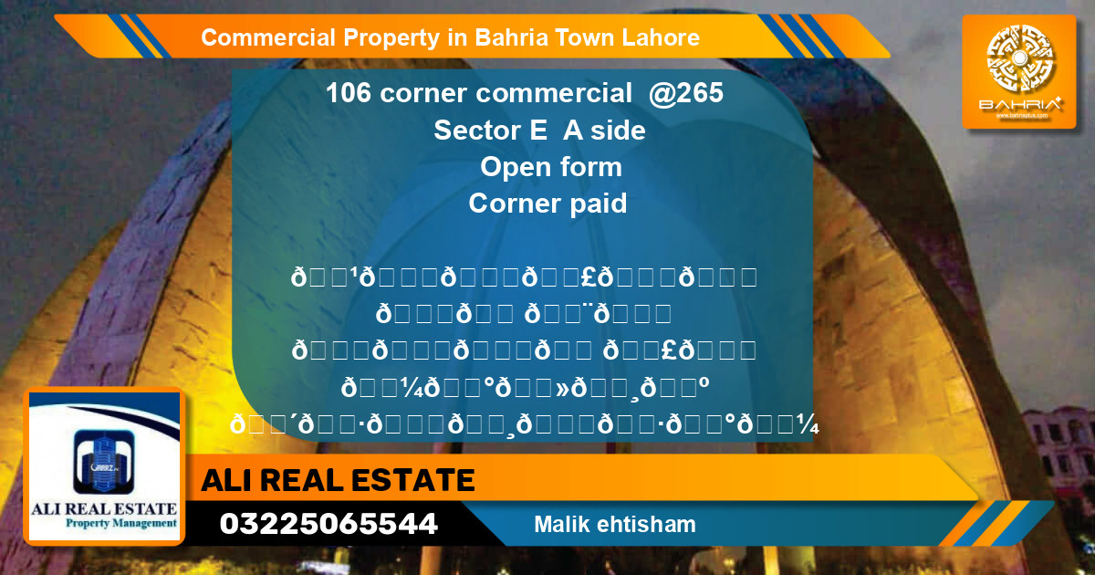 Commercial Property for Sale in Bahria Town, Lahore - (BP-40423)
