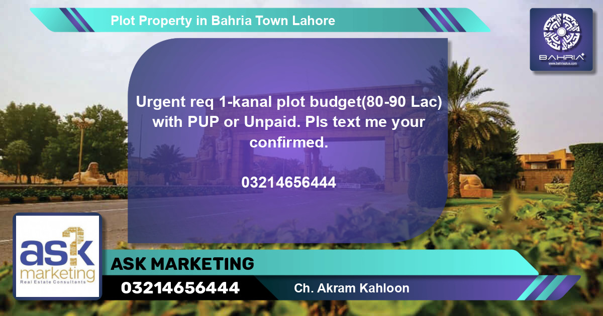 Residential Plot for Sale in Bahria Town, Lahore - (BP-40426)