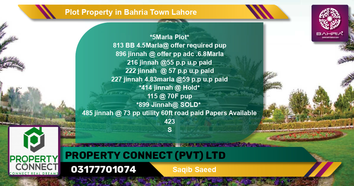 Residential Plot for Sale in Bahria Town, Lahore - (BP-40456)