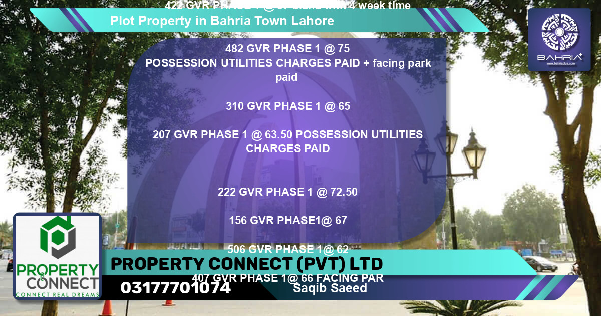 Residential Plot for Sale in Bahria Town, Lahore - (BP-40457)
