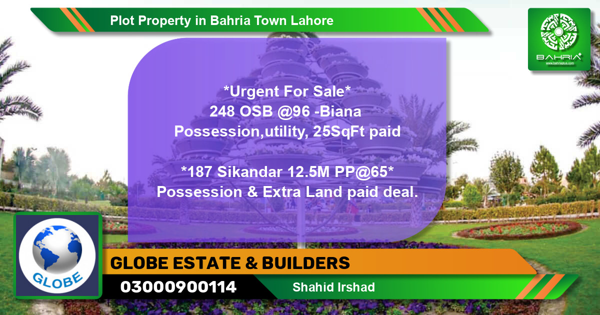 Residential Plot for Sale in Bahria Town, Lahore - (BP-40466)