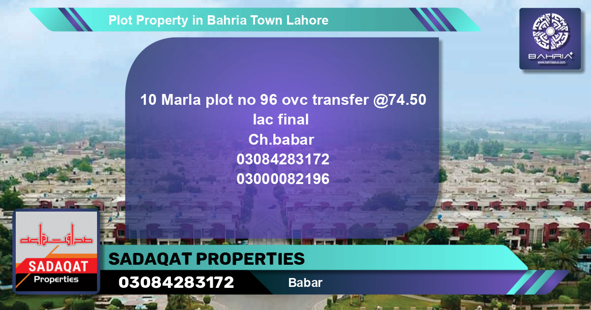 Residential Plot for Sale in Bahria Town, Lahore - (BP-40472)