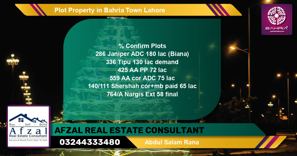 Residential Plot for Sale in Bahria Town, Lahore - (BP-40485)