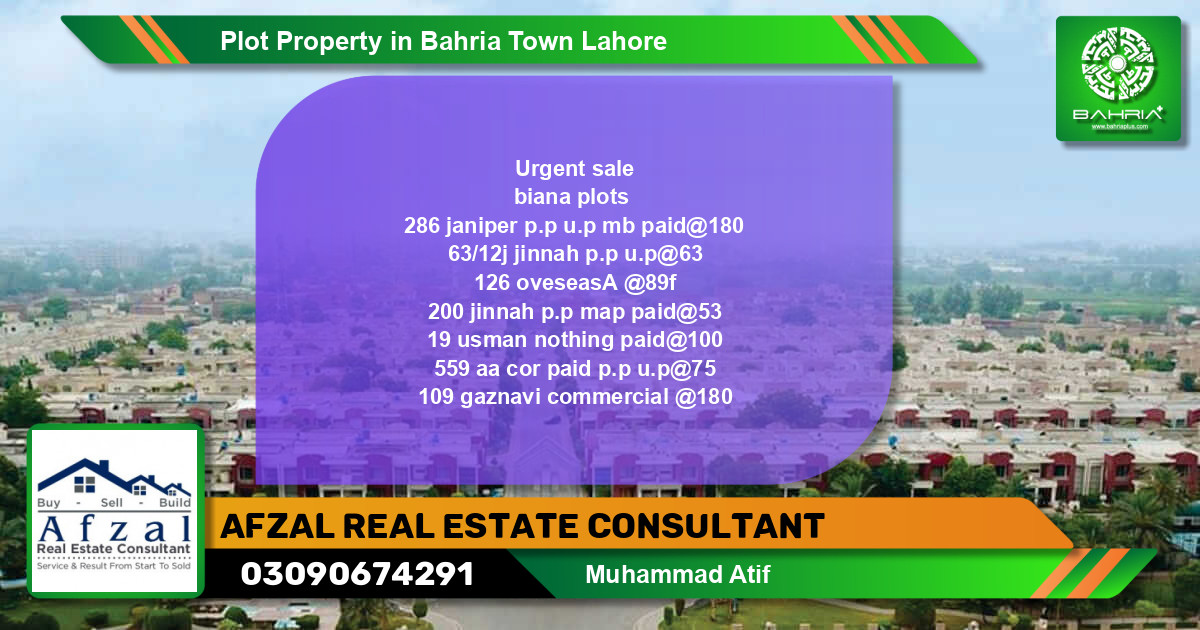Commercial Plot for Sale in Bahria Town, Lahore - (BP-40510)