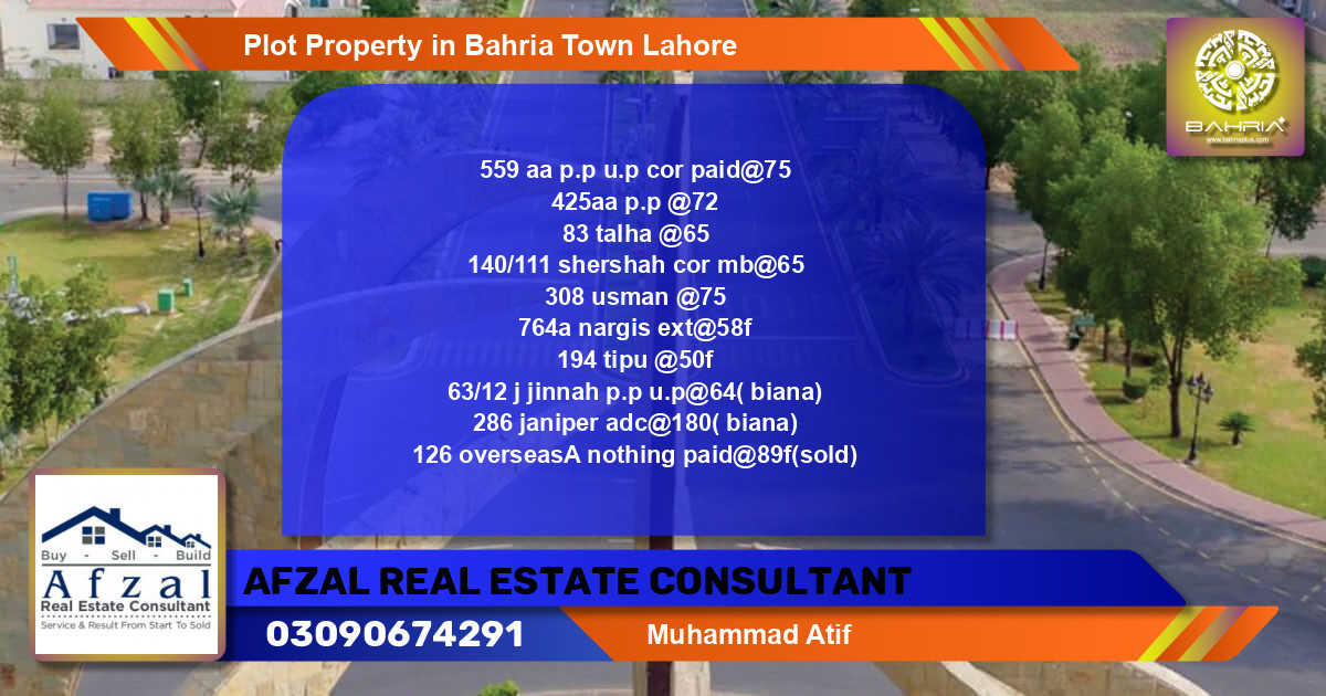 Residential Plot for Sale in Bahria Town, Lahore - (BP-40512)