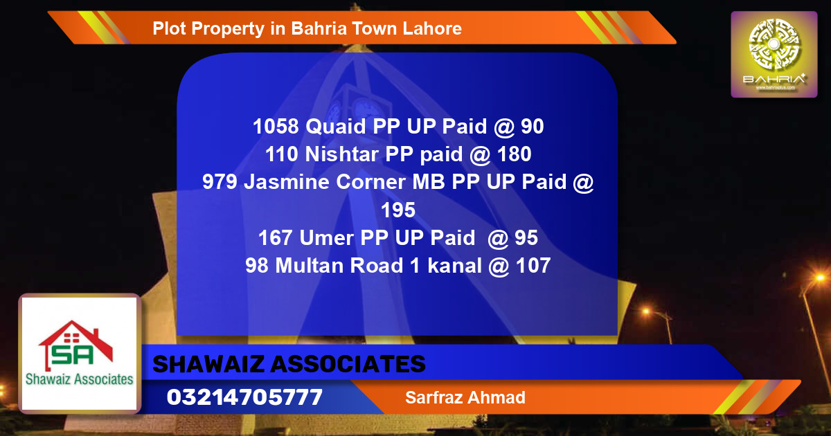 Residential Plot for Sale in Bahria Town, Lahore - (BP-40539)