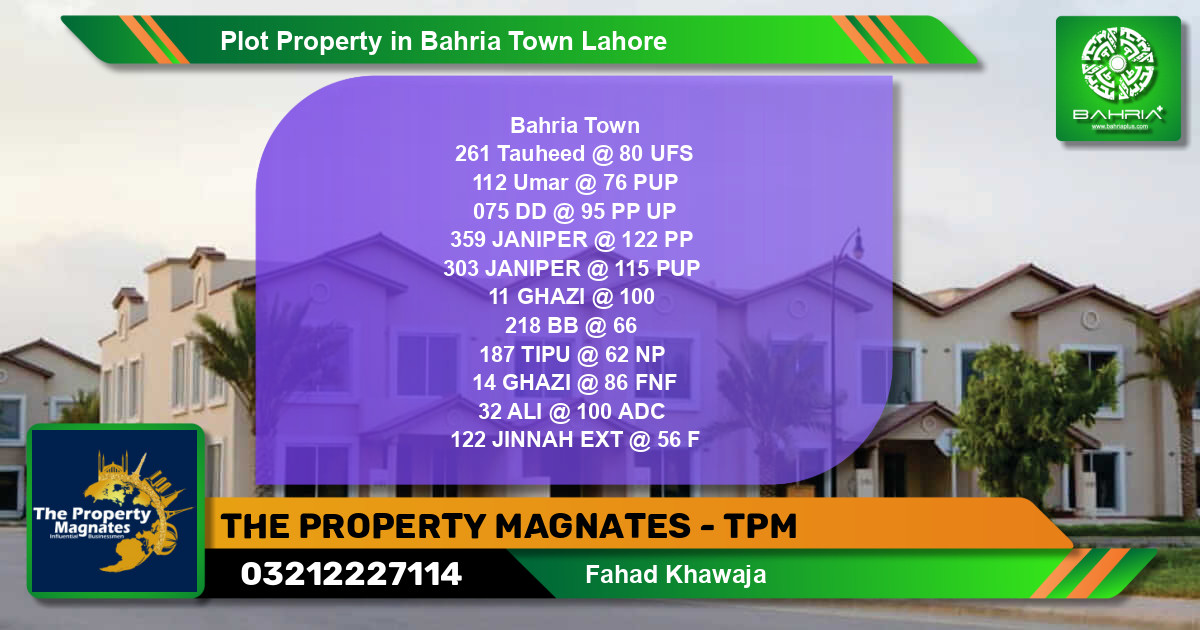 Residential Plot for Sale in Bahria Town, Lahore - (BP-40543)