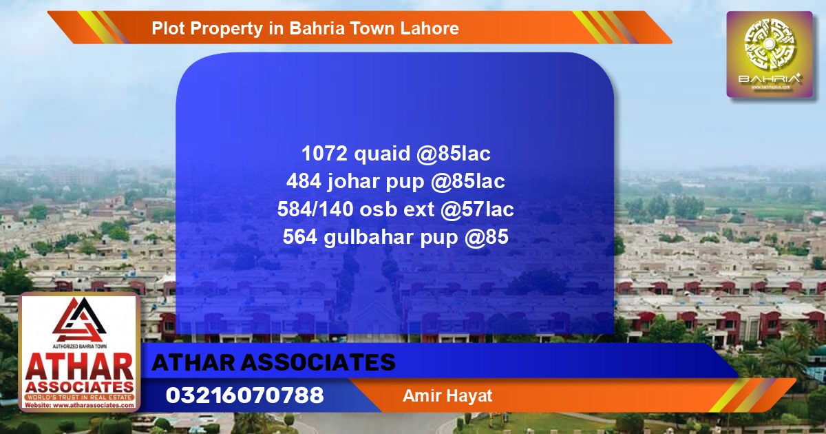 Residential Plot for Sale in Bahria Town, Lahore - (BP-40560)