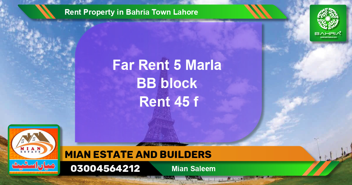 Residential Property for Rent in Bahria Town, Lahore - (BP-40568)