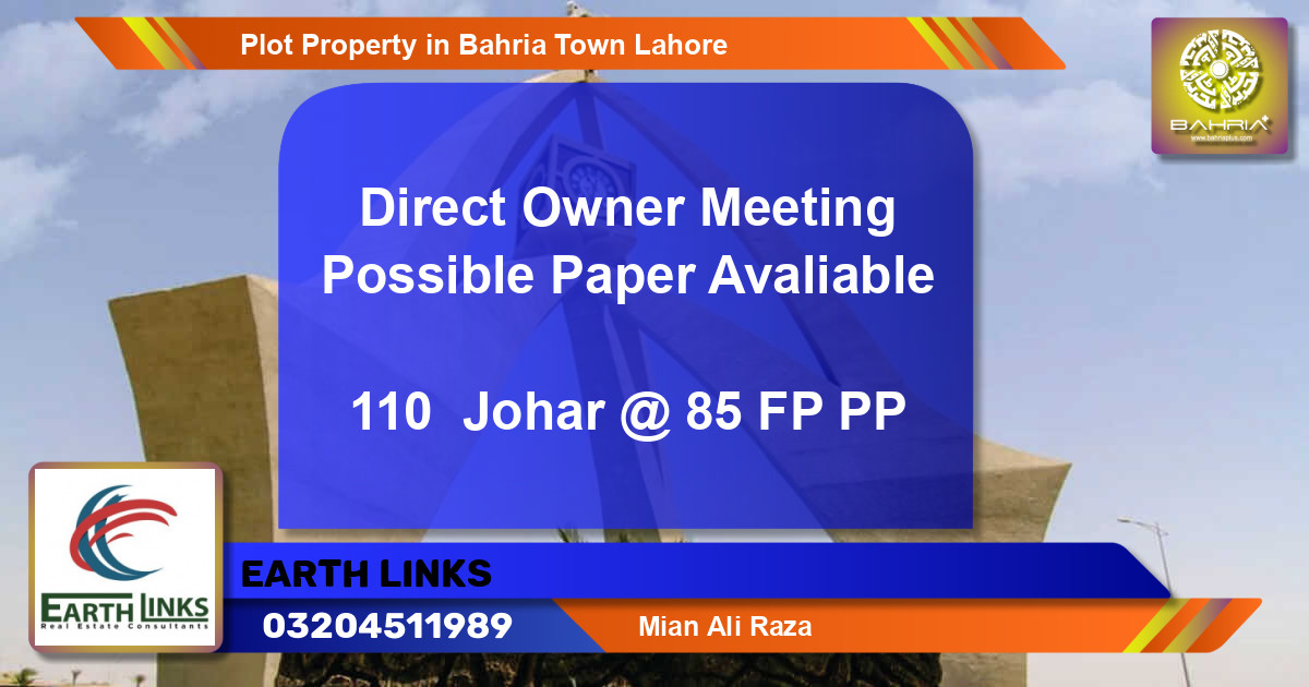 Residential Plot for Sale in Bahria Town, Lahore - (BP-40587)