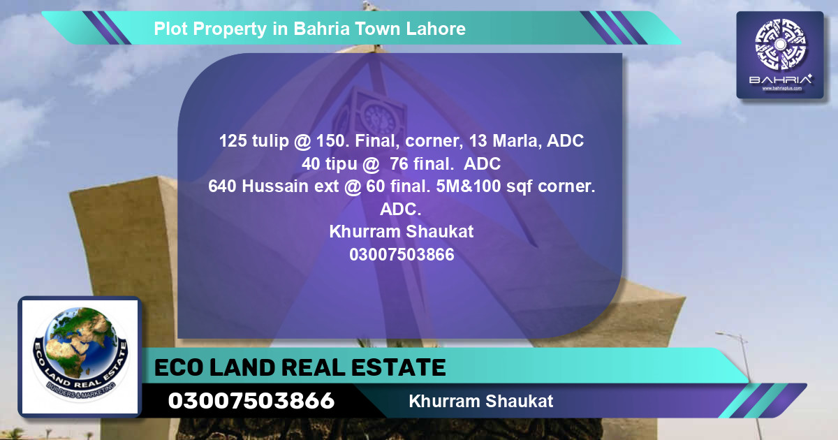 Residential Plot for Sale in Bahria Town, Lahore - (BP-40613)