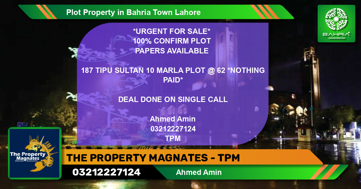 Residential Plot for Sale in Bahria Town, Lahore - (BP-40625)