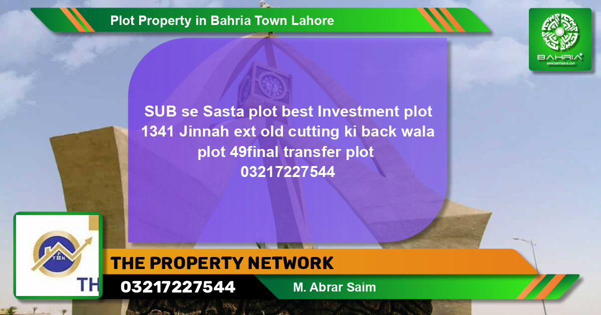 Residential Plot for Sale in Bahria Town, Lahore - (BP-40630)