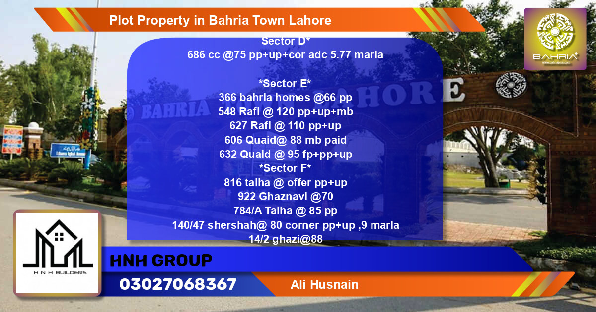Residential Plot for Sale in Bahria Town, Lahore - (BP-40635)