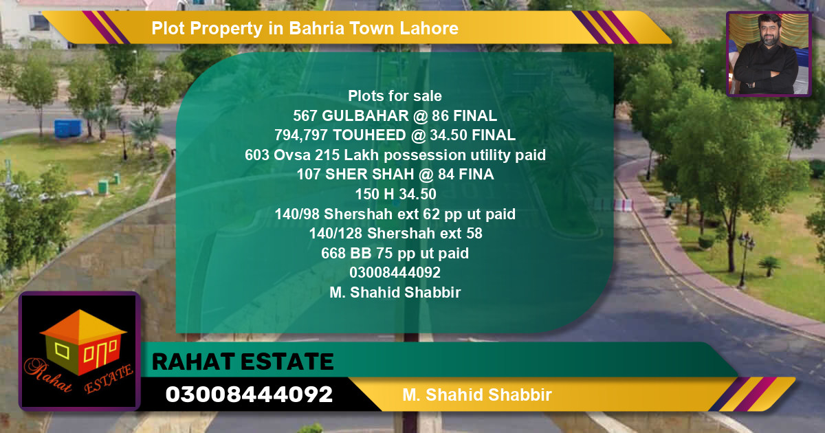 Residential Plot for Sale in Bahria Town, Lahore - (BP-40654)