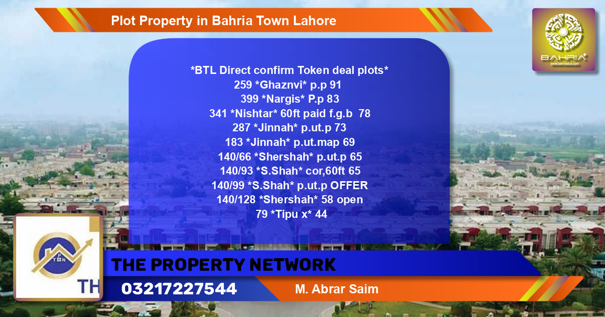 Residential Plot for Sale in Bahria Town, Lahore - (BP-40673)