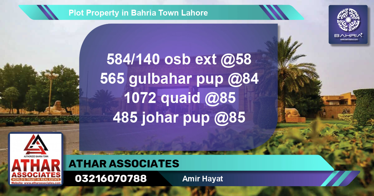 Residential Plot for Sale in Bahria Town, Lahore - (BP-40706)