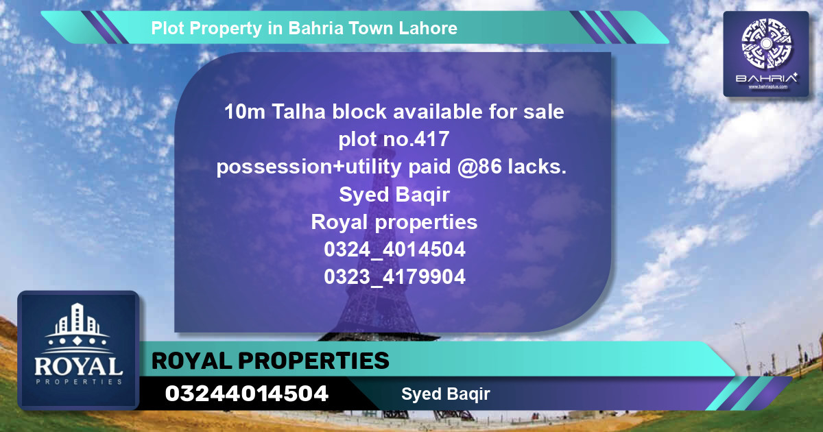 Residential Plot for Sale in Bahria Town, Lahore - (BP-40731)