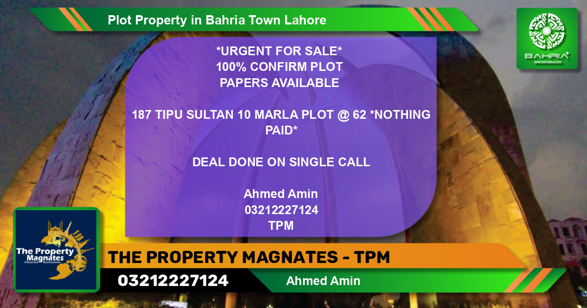Residential Plot for Sale in Bahria Town, Lahore - (BP-40737)