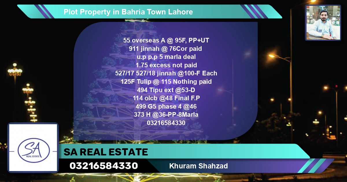 Residential Plot for Sale in Bahria Town, Lahore - (BP-40758)