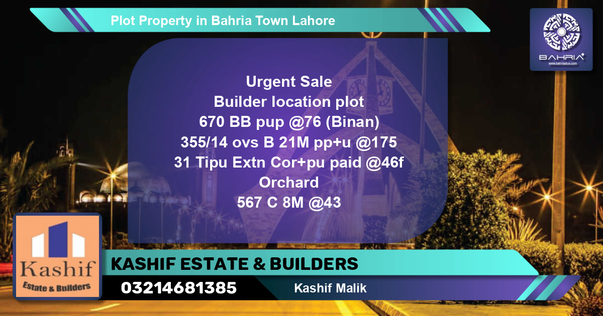 Residential Plot for Sale in Bahria Town, Lahore - (BP-40761)