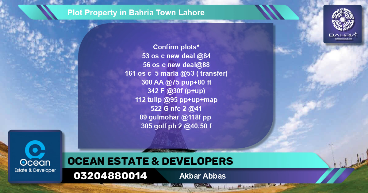 Residential Plot for Sale in Bahria Town, Lahore - (BP-40765)