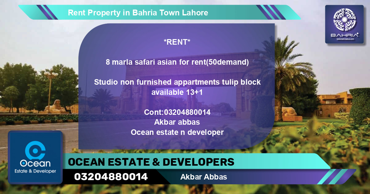 Residential Property for Rent in Bahria Town, Lahore - (BP-40766)