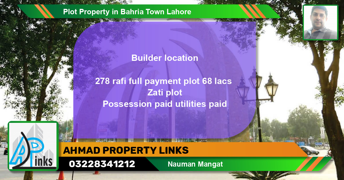 Residential Plot for Sale in Bahria Town, Lahore - (BP-40822)