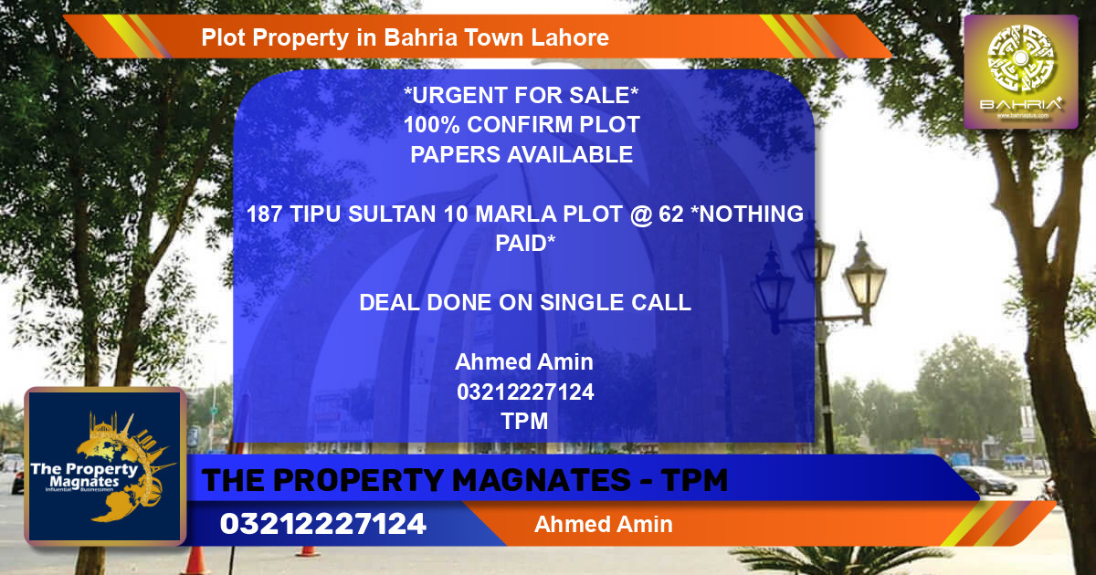 Residential Plot for Sale in Bahria Town, Lahore - (BP-40867)