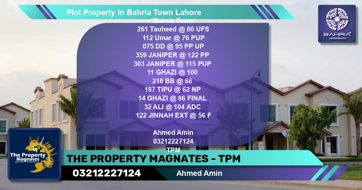 Residential Plot for Sale in Sector F - Tauheed Block -  Bahria Town, Lahore - (BP-40870)