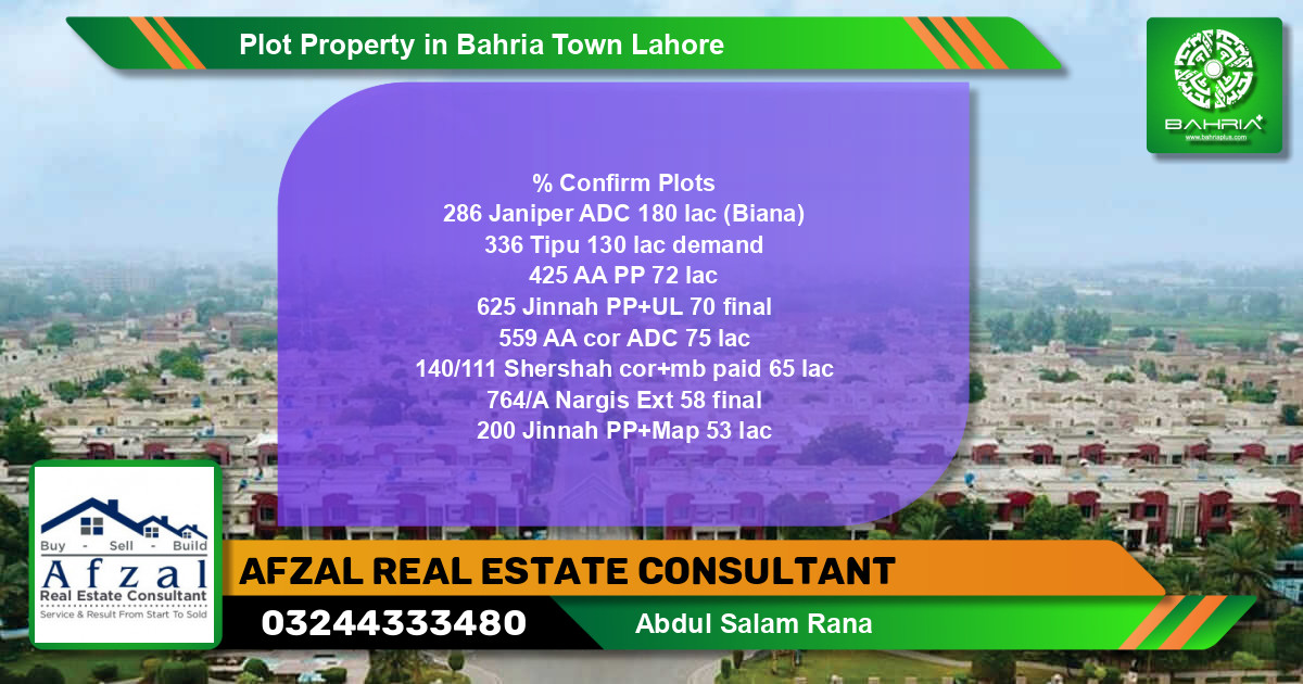 Residential Plot for Sale in Bahria Town, Lahore - (BP-40898)