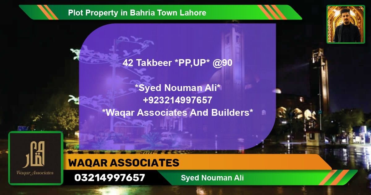 Residential Plot for Sale in Bahria Town, Lahore - (BP-40924)