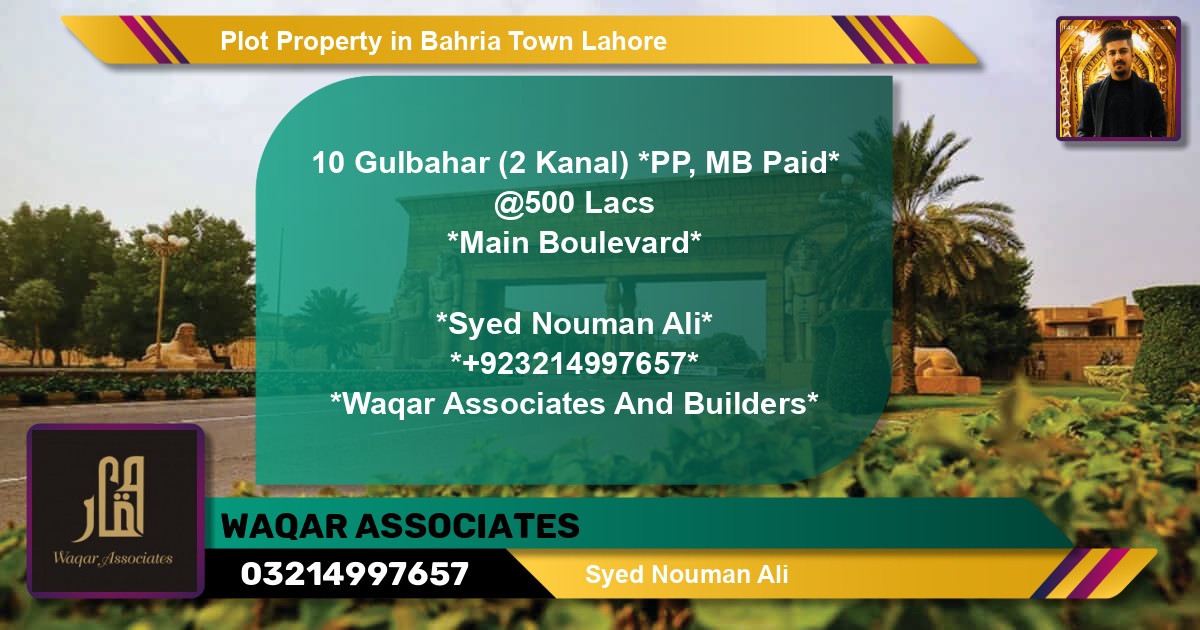 Residential Plot for Sale in Bahria Town, Lahore - (BP-40925)