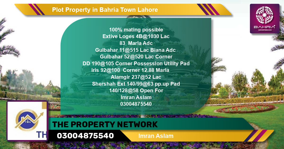 Residential Plot for Sale in Bahria Town, Lahore - (BP-40937)