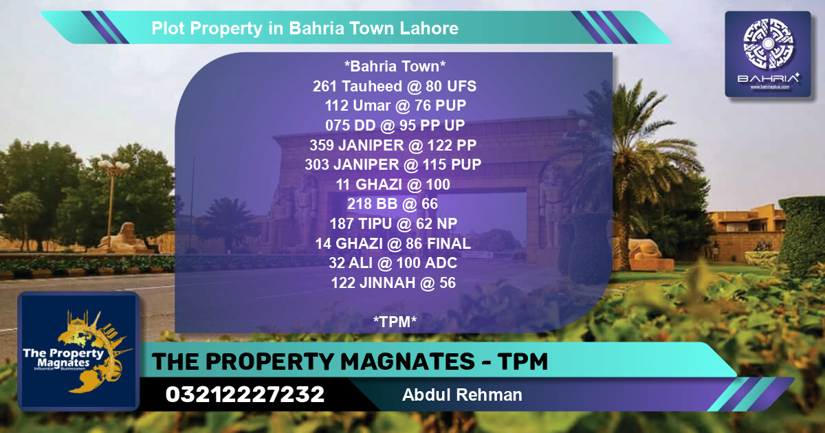 Residential Plot for Sale in Bahria Town, Lahore - (BP-40981)