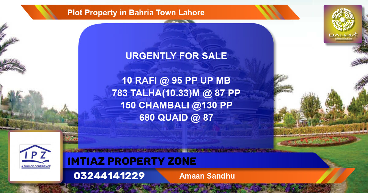 Residential Plot for Sale in Bahria Town, Lahore - (BP-41047)