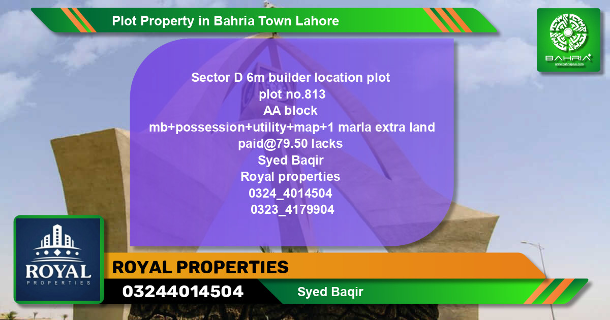 Residential Plot for Sale in Bahria Town, Lahore - (BP-41056)