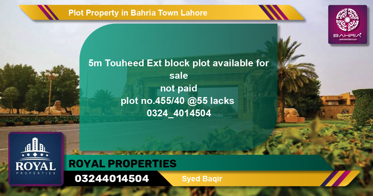 Residential Plot for Sale in Bahria Town, Lahore - (BP-41064)