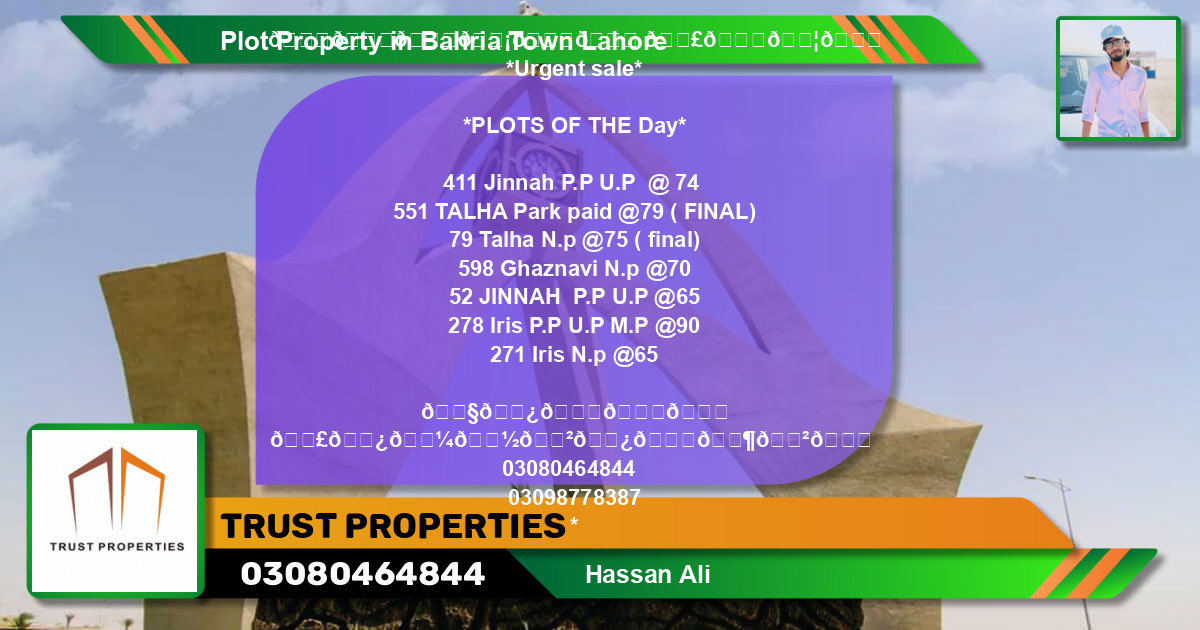 Residential Plot for Sale in Bahria Town, Lahore - (BP-41067)