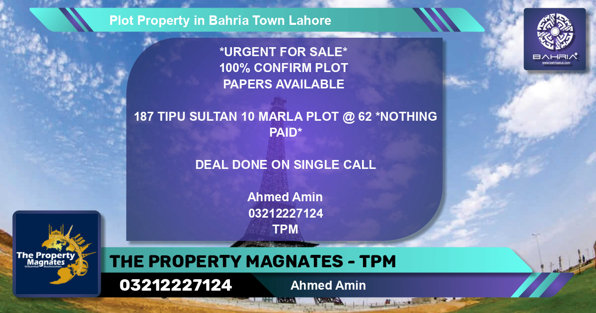 Residential Plot for Sale in Bahria Town, Lahore - (BP-41078)