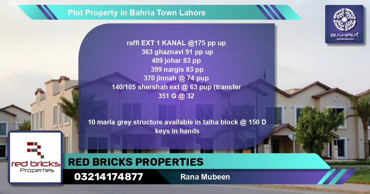 Residential Plot for Sale in Bahria Town, Lahore - (BP-41087)